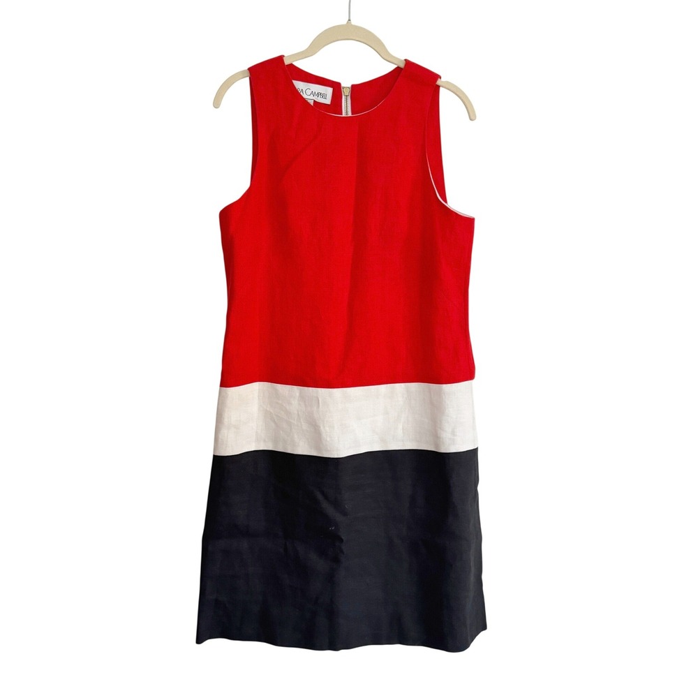Sara Campbell Red White Black Colorblock Mini Dress
